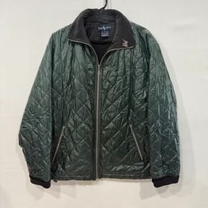 Ralph Lauren women's Diamond‎ Quilted Jacket Size M Green Full Zip Mock Neck